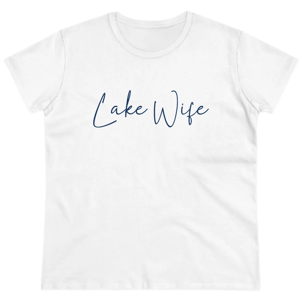 Lake Wife Script Design Ladies Tee in White