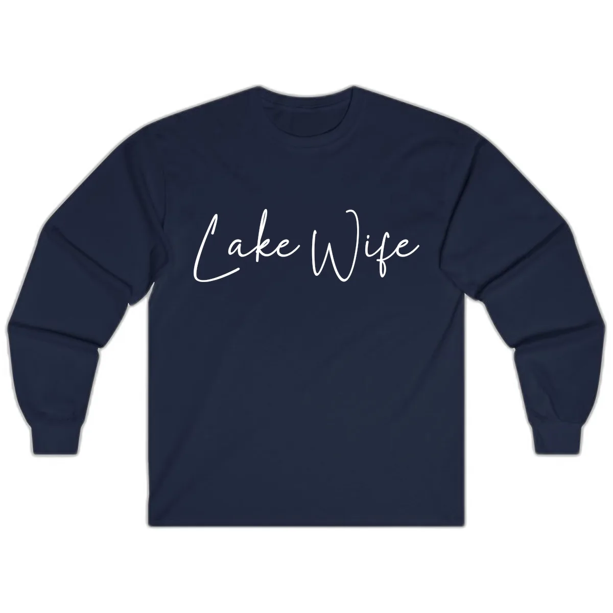 Lake Wife Script Design Long Sleeve in Navy