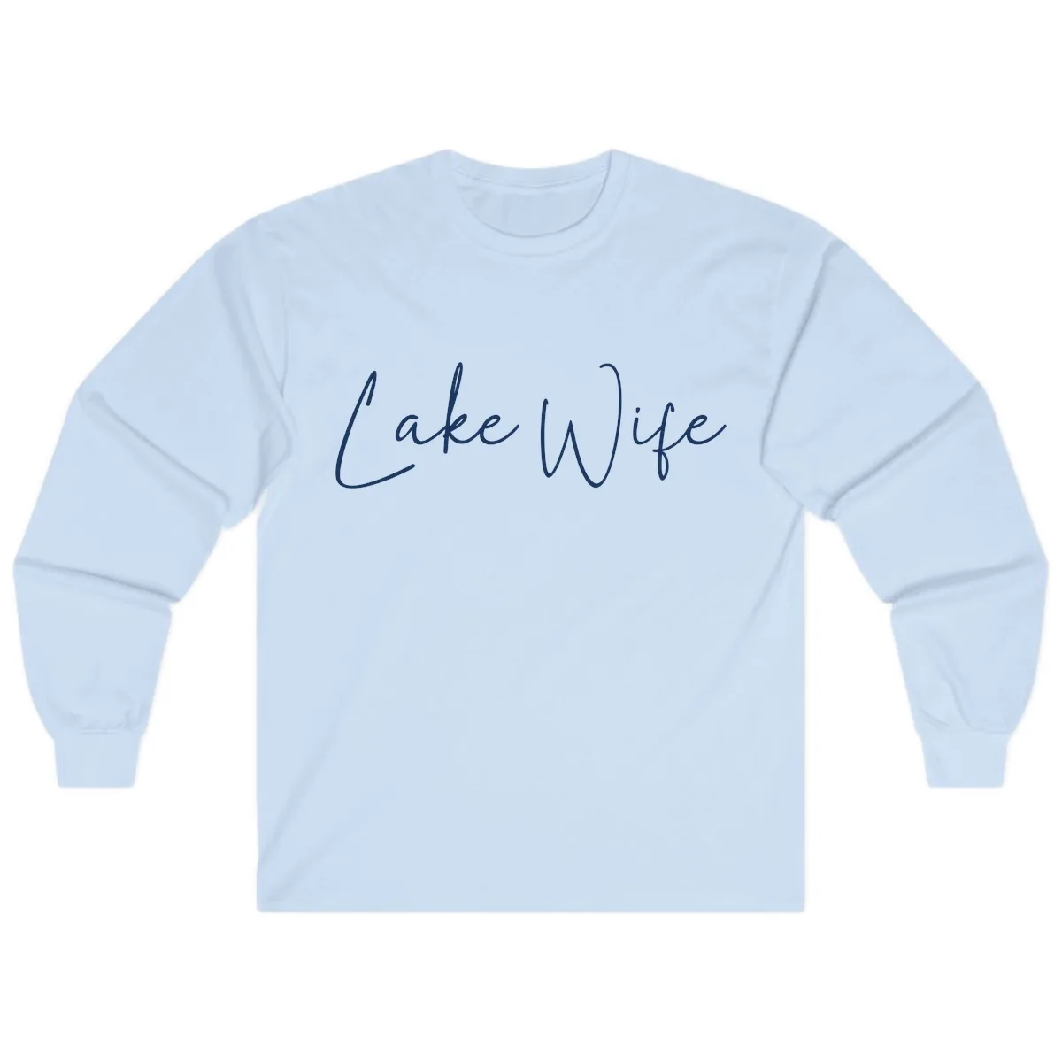 Lake Wife Script Design Long Sleeve in Light Blue
