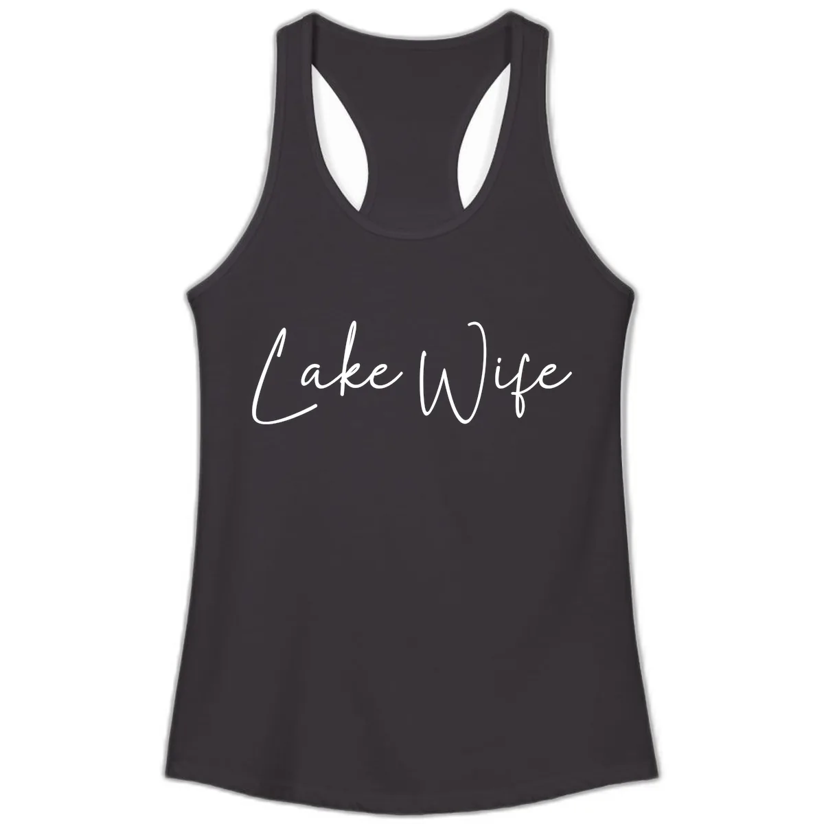 Lake Wife Script Design Ladies Tank in Black