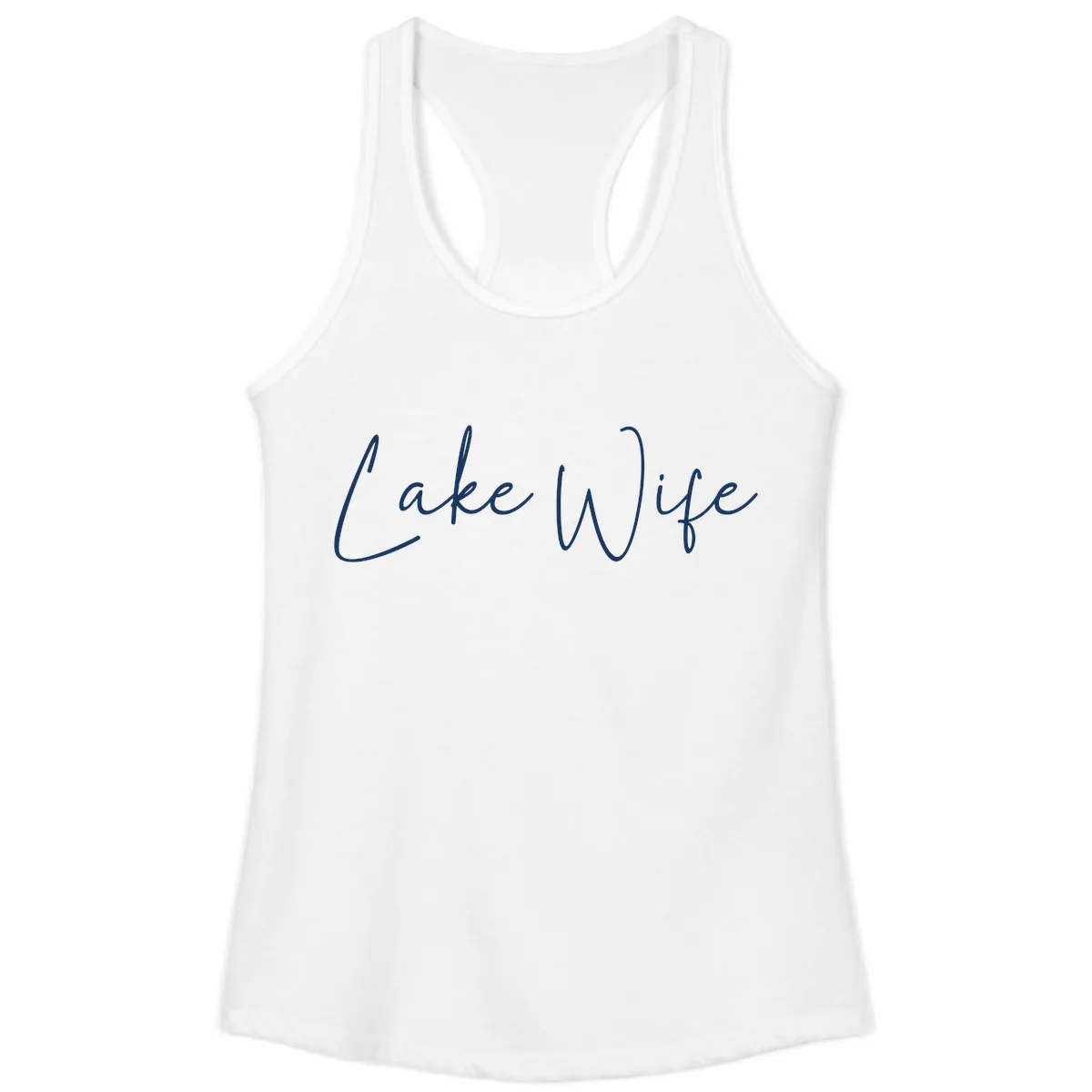 Lake Wife Script Design Ladies Tank in White