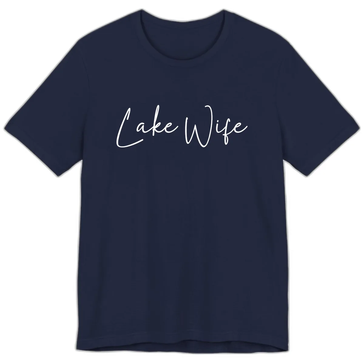 Lake Wife Script Design Premium T-Shirt in Navy
