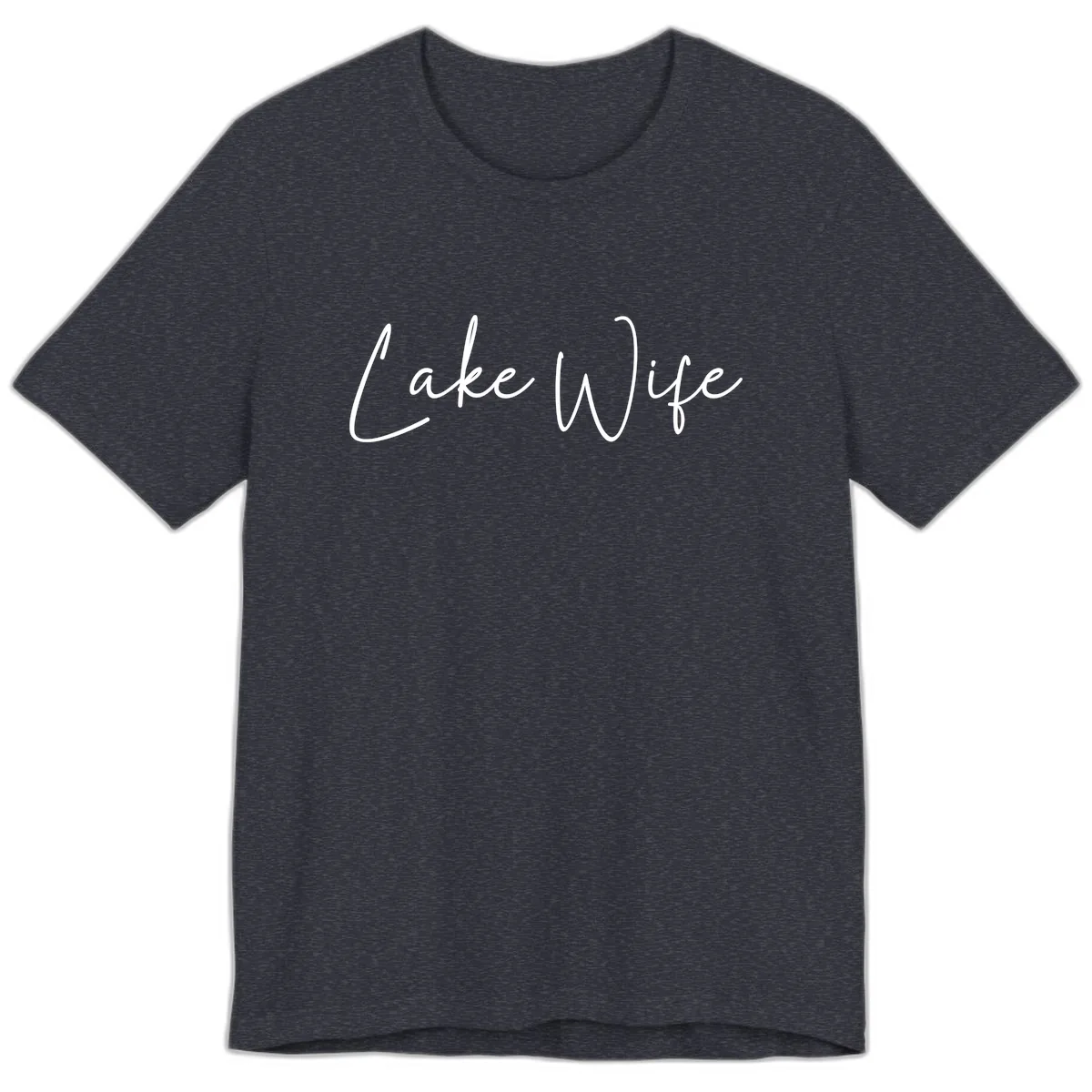 Lake Wife Script Design Premium T-Shirt in Heather Navy