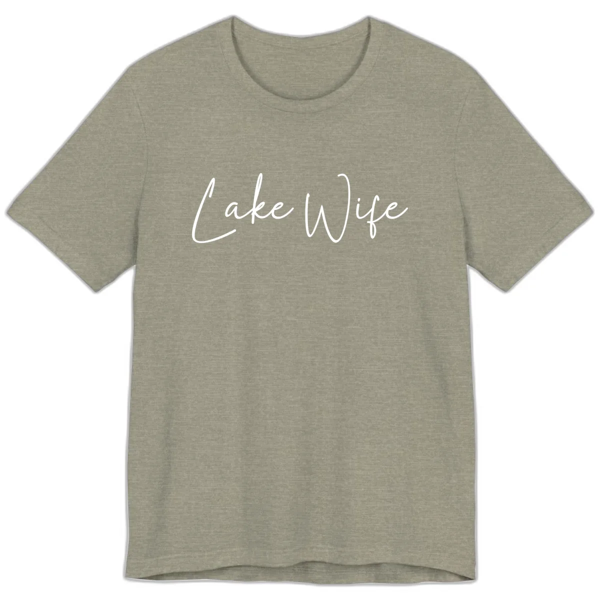 Lake Wife Script Design Premium T-Shirt in Heather Stone