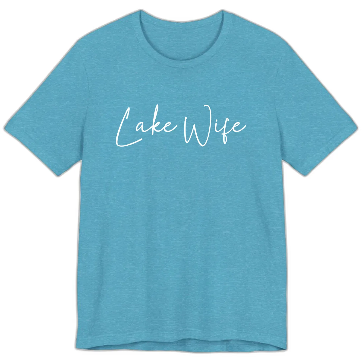 Lake Wife Script Design Premium T-Shirt in Heather Aqua