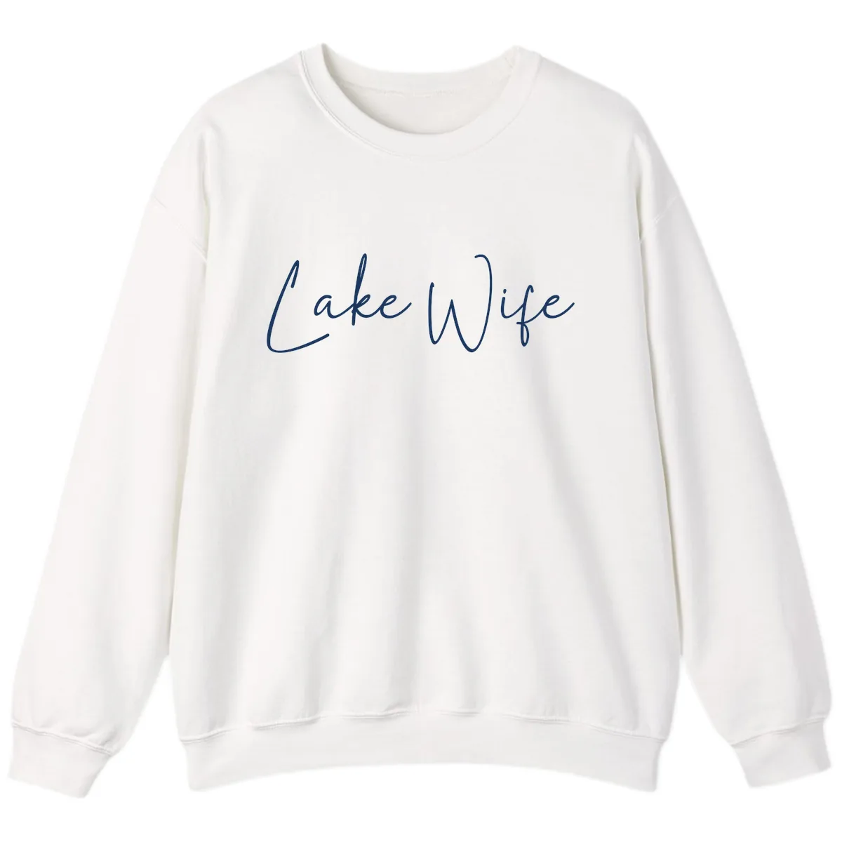 Lake Wife Script Design Sweatshirt in White