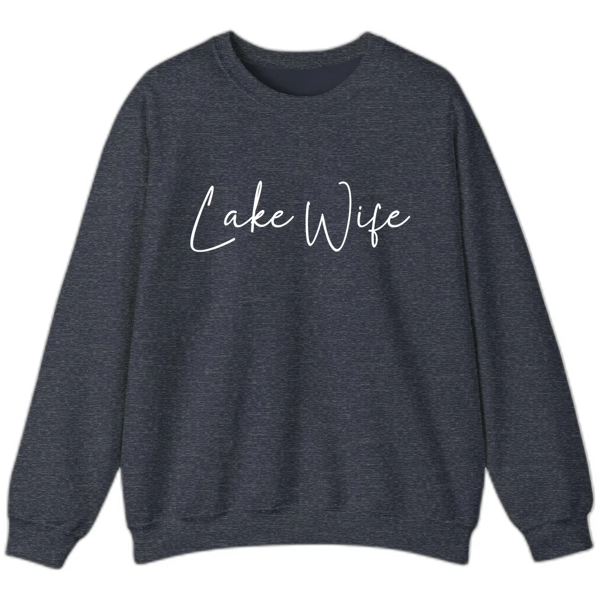 Lake Wife Script Design Sweatshirt in Heather Sport Dark Navy