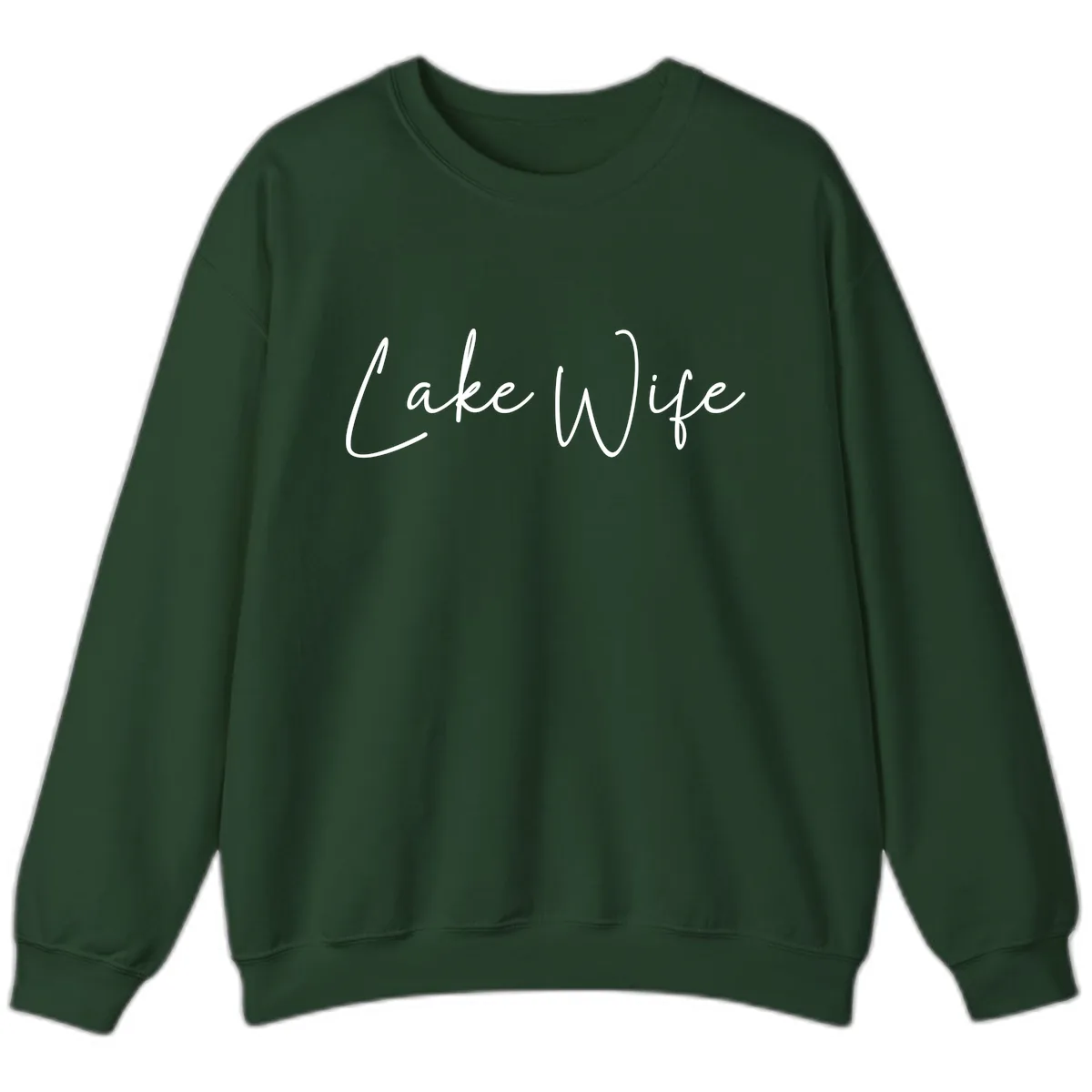 Lake Wife Script Design Sweatshirt in Forest Green