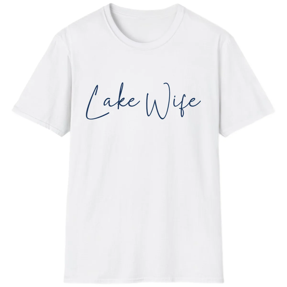 Lake Wife Script Design T-Shirt in White