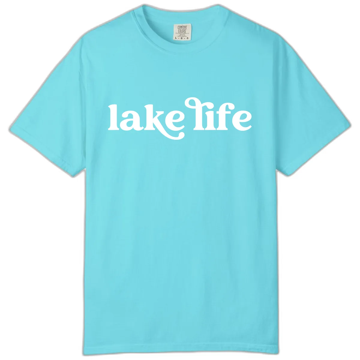 Lake Life Typography Design Comfort Color in Lagoon Blue