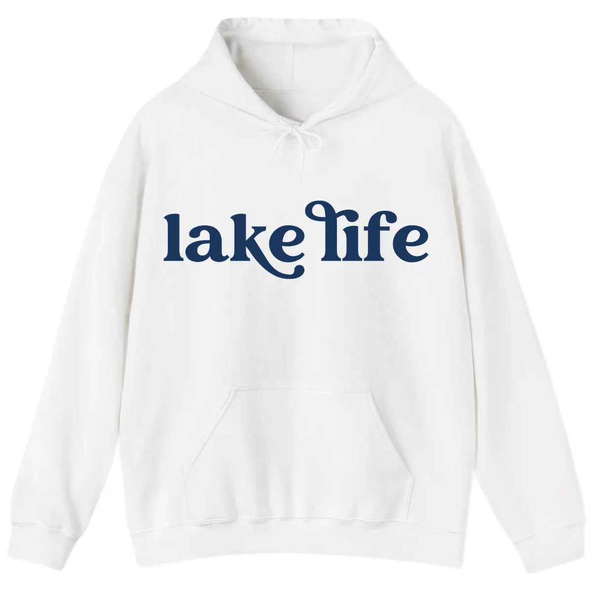 Lake Life Typography Design Hoodie in White