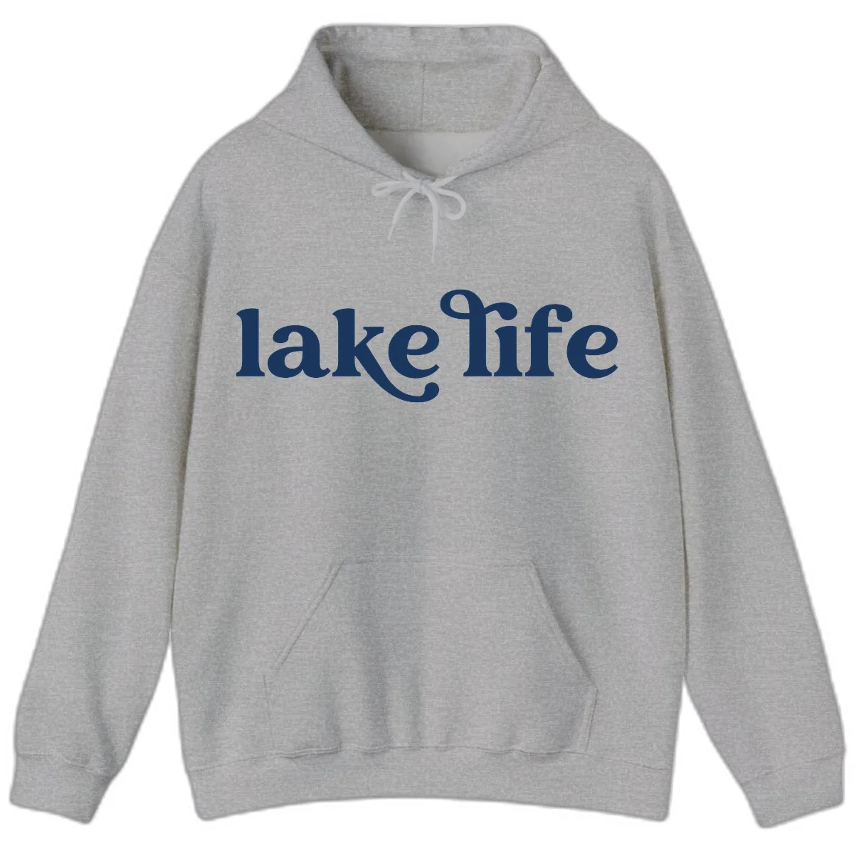 Lake Life Typography Design Hoodie in Sport Grey