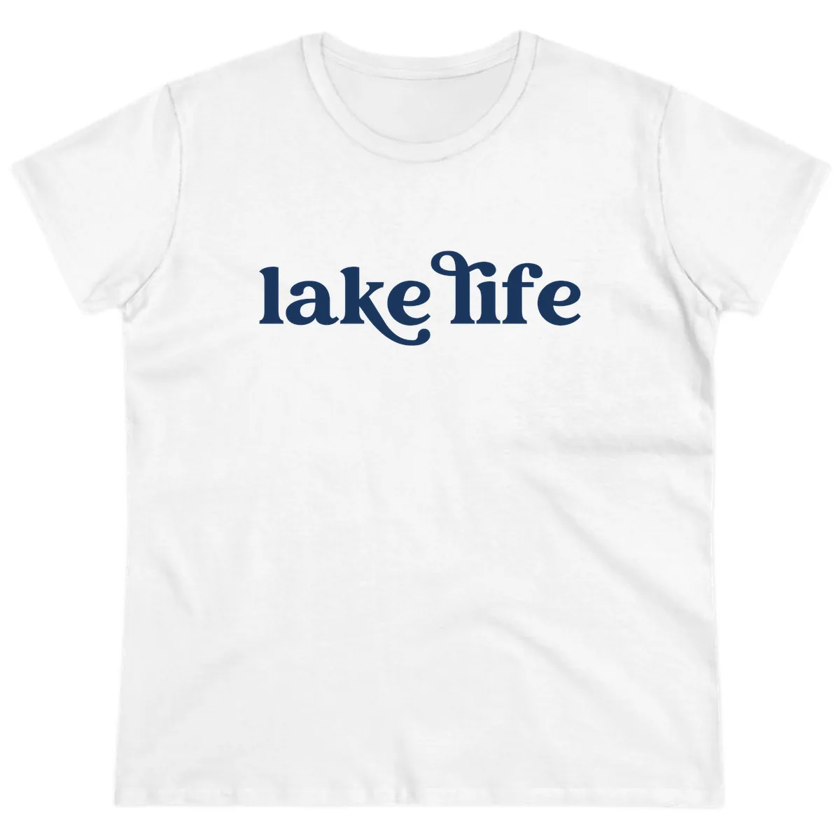 Lake Life Typography Design Ladies Tee in White