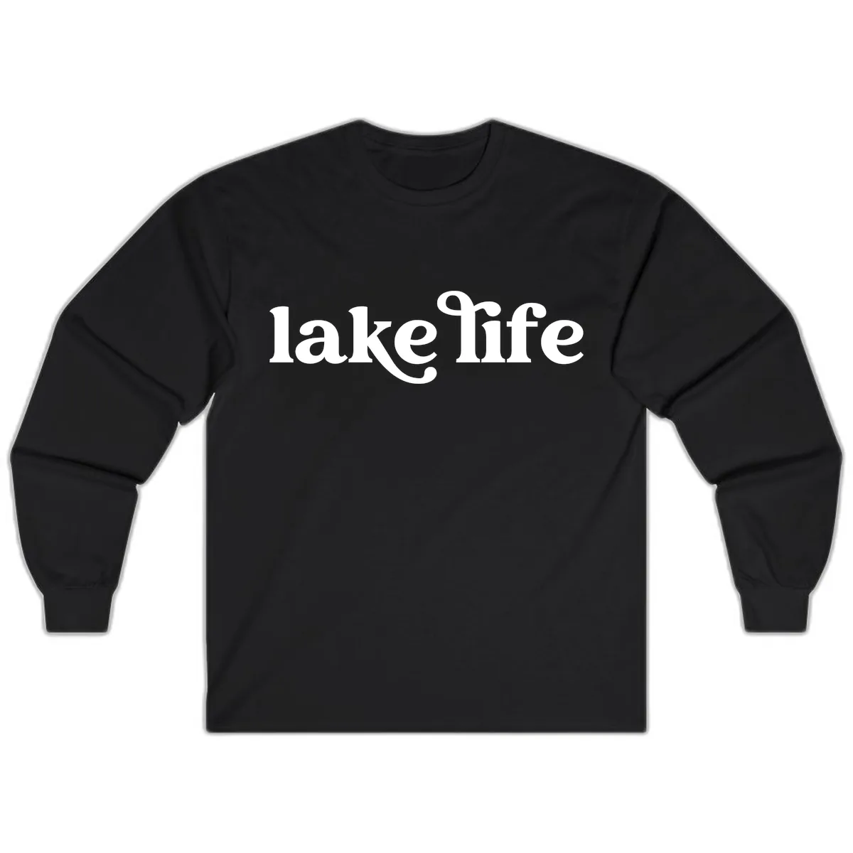 Lake Life Typography Design Long Sleeve in Black