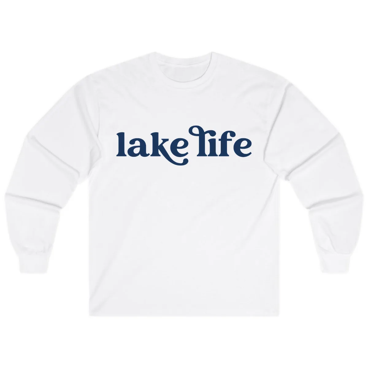 Lake Life Typography Design Long Sleeve in White