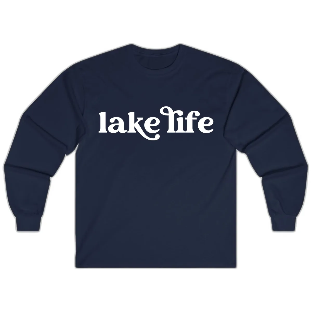 Lake Life Typography Design Long Sleeve in Navy