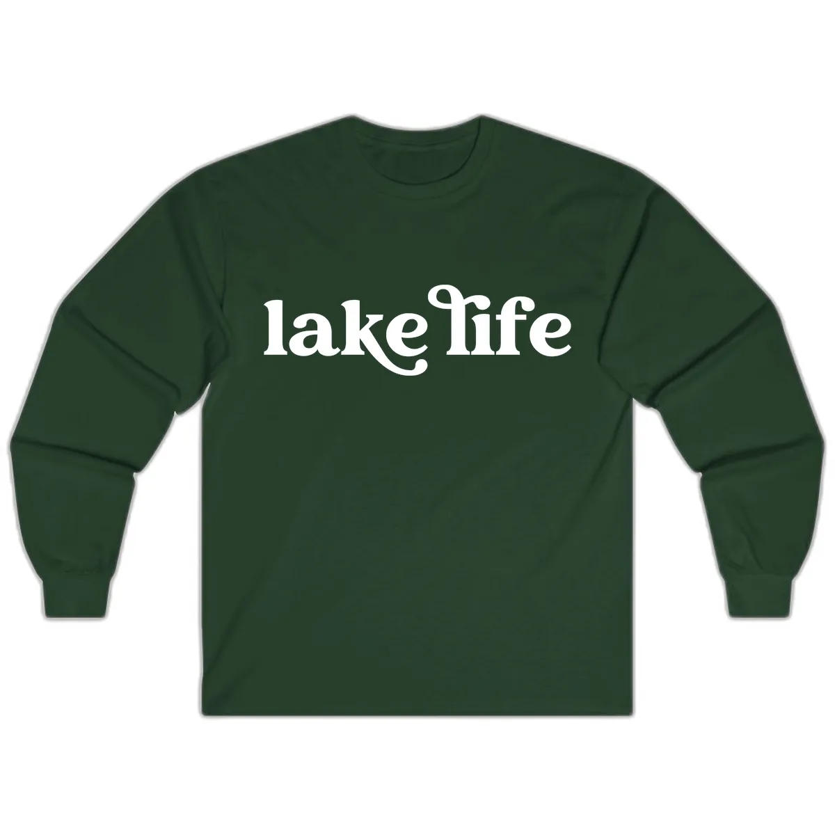 Lake Life Typography Design Long Sleeve in Forest Green