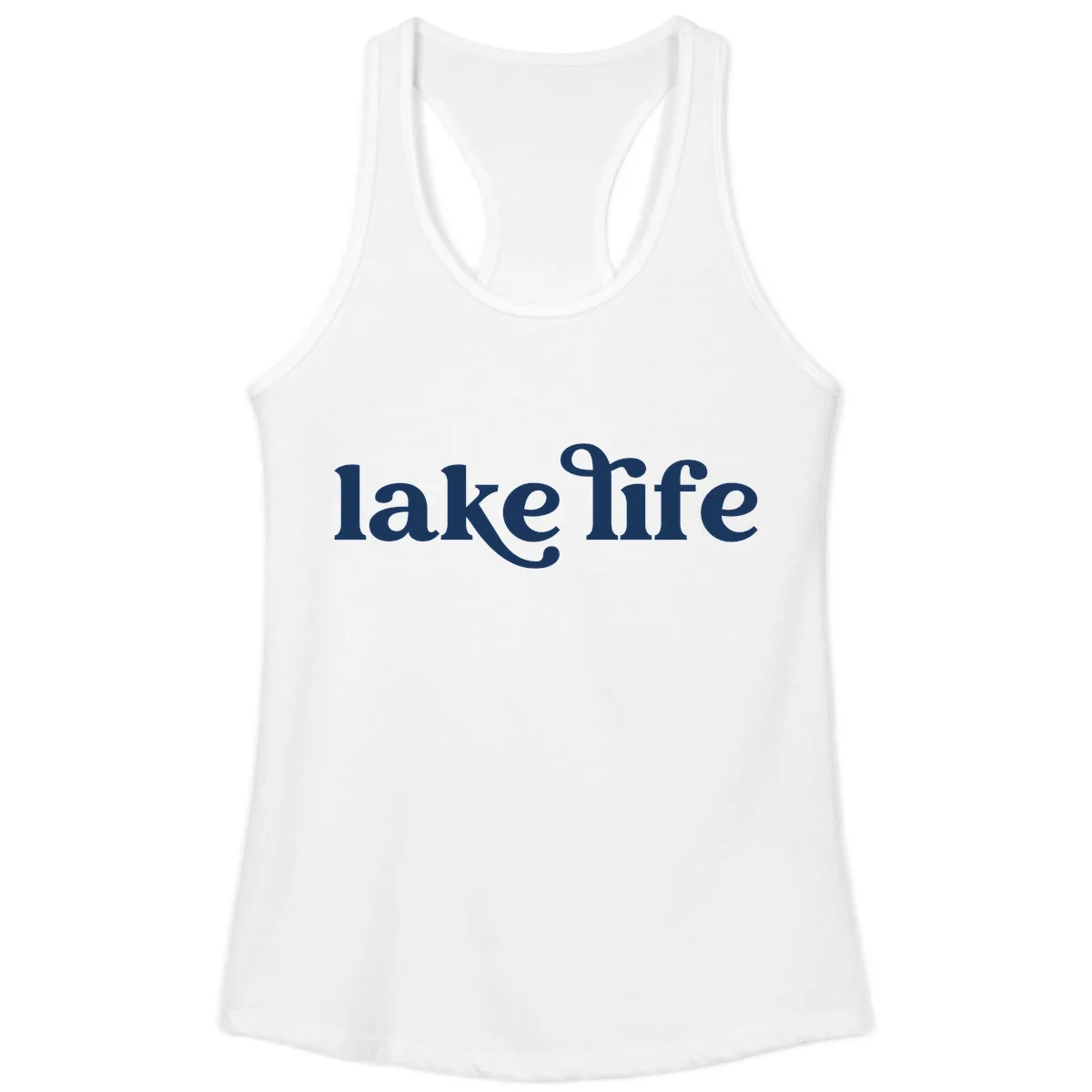 Lake Life Typography Design Ladies Tank in White