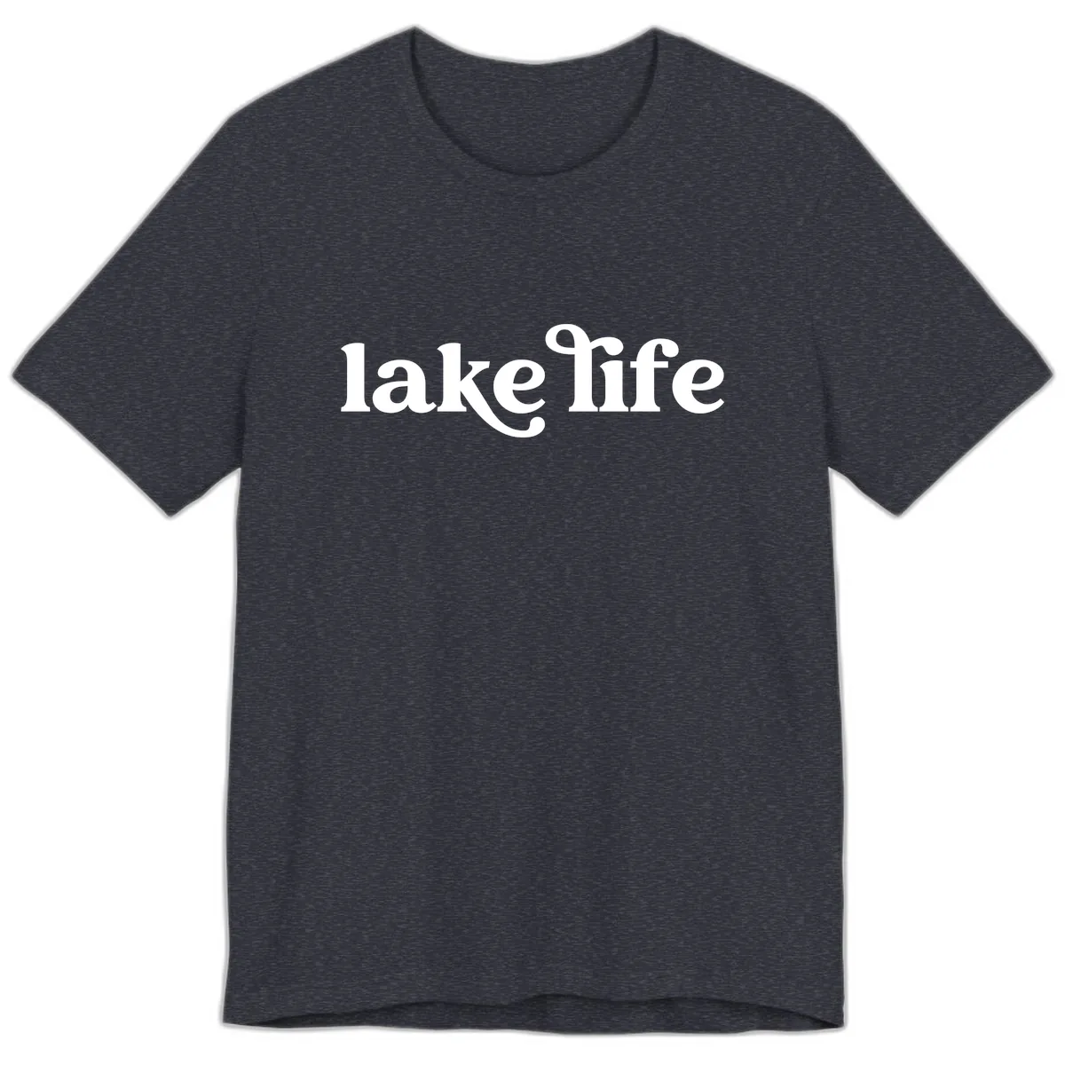 Lake Life Typography Design Premium T-Shirt in Heather Navy