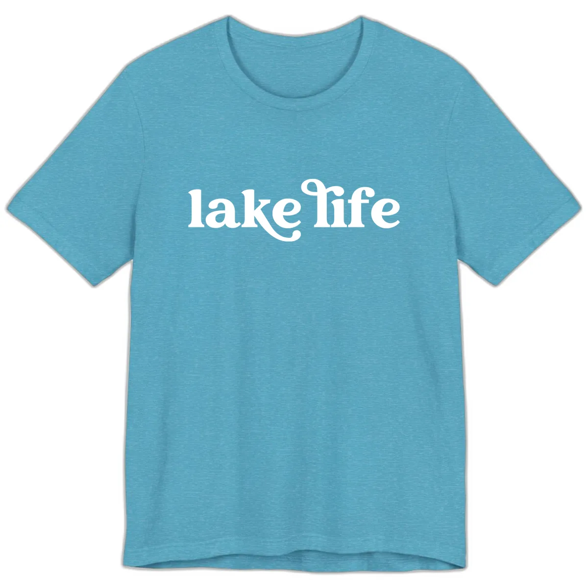 Lake Life Typography Design Premium T-Shirt in Heather Aqua