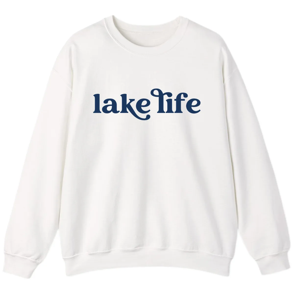 Lake Life Typography Design Sweatshirt in White