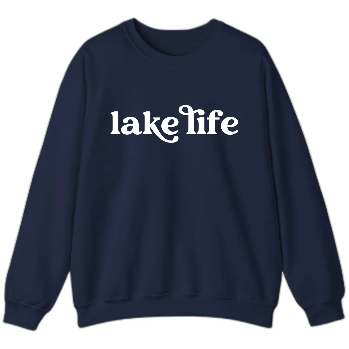 Lake Life Typography Design Sweatshirt in Navy