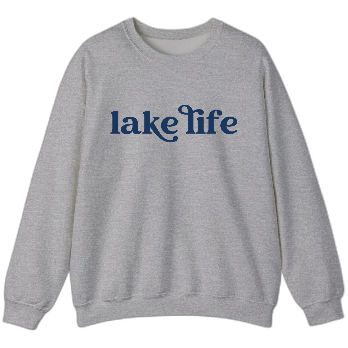 Lake Life Typography Design Sweatshirt in Sport Grey