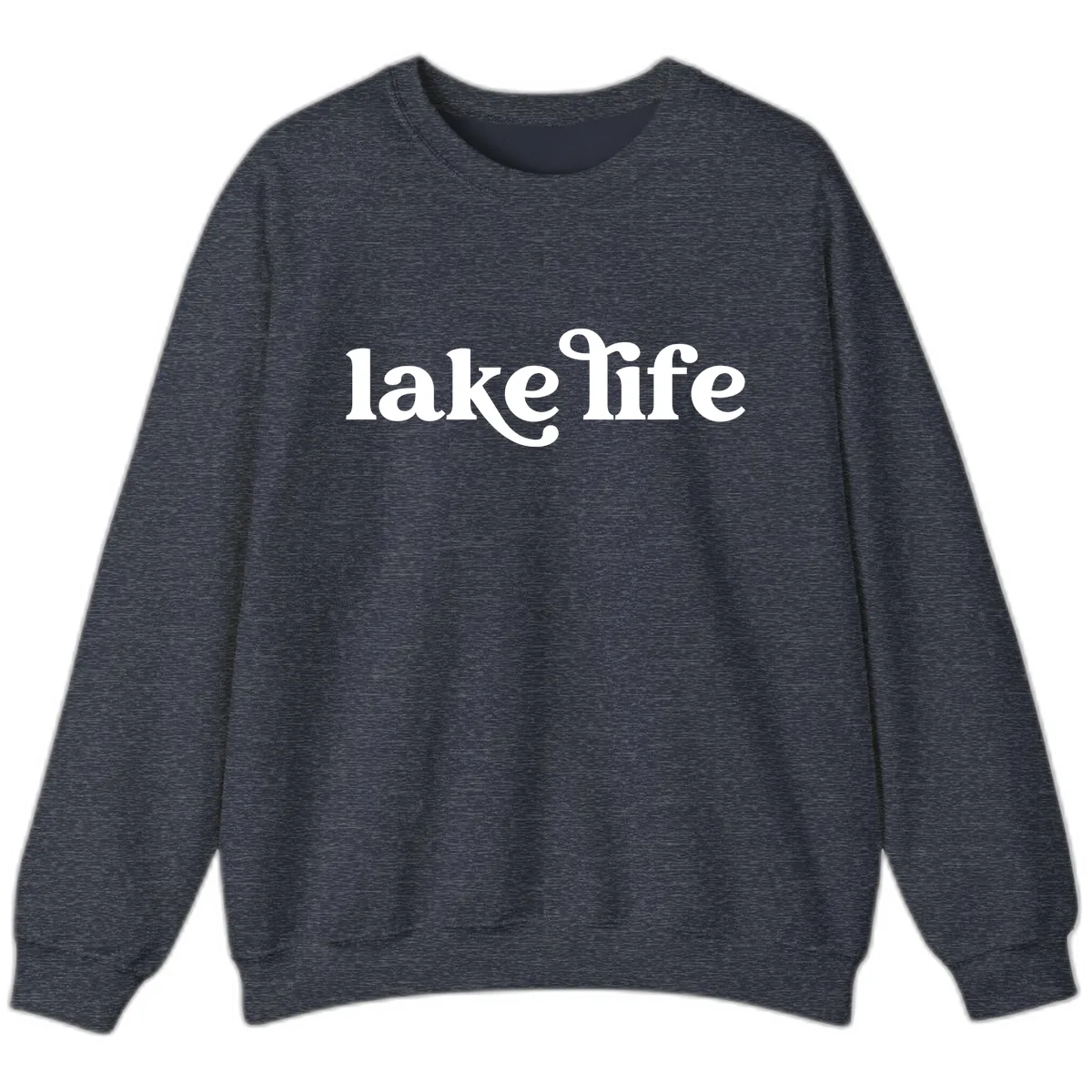 Lake Life Typography Design Sweatshirt in Heather Sport Dark Navy
