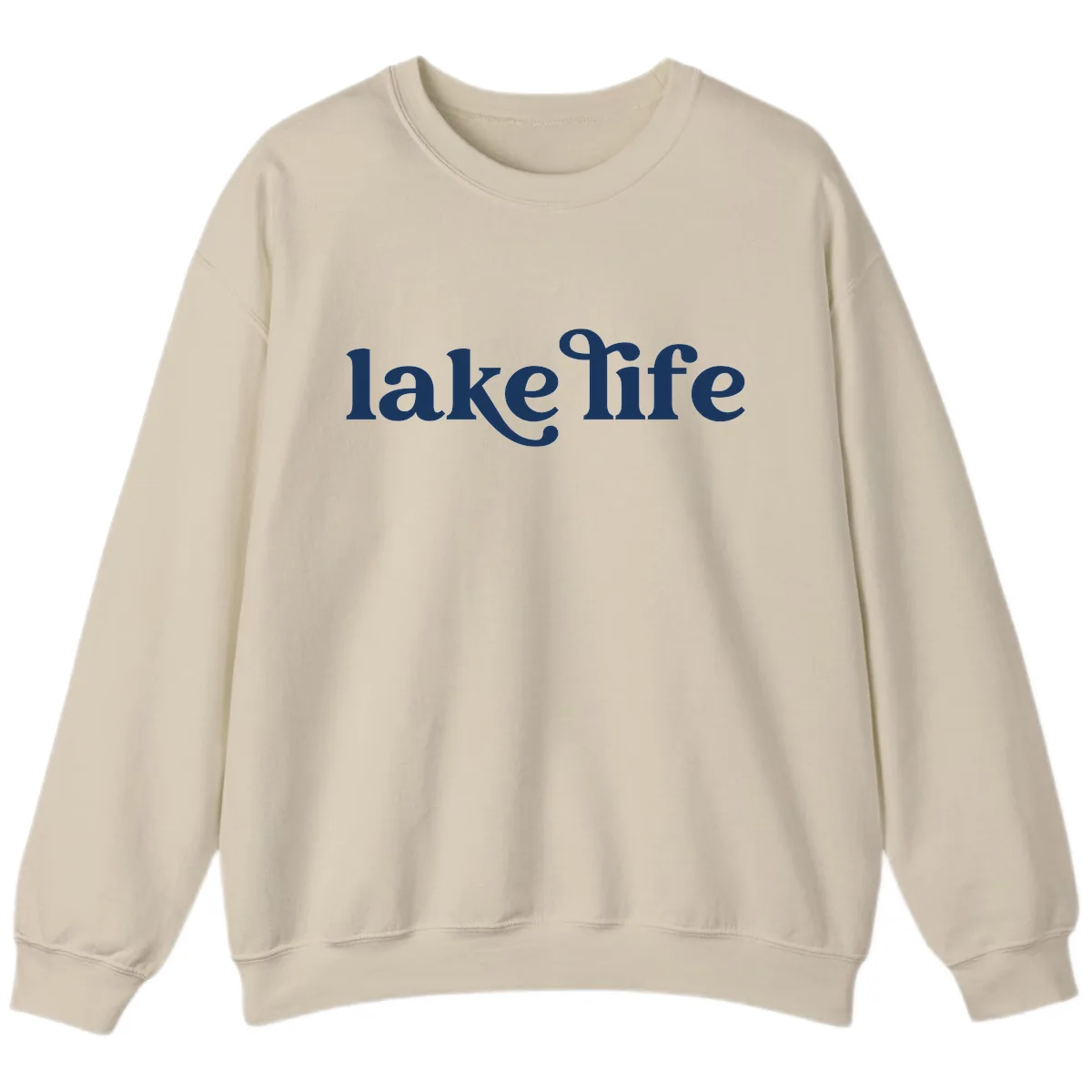 Lake Life Typography Design Sweatshirt in Sand