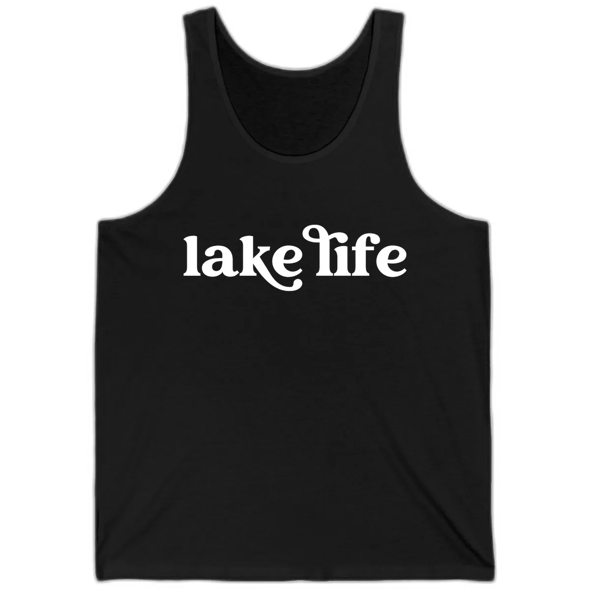Lake Life Typography Design Tank in Black