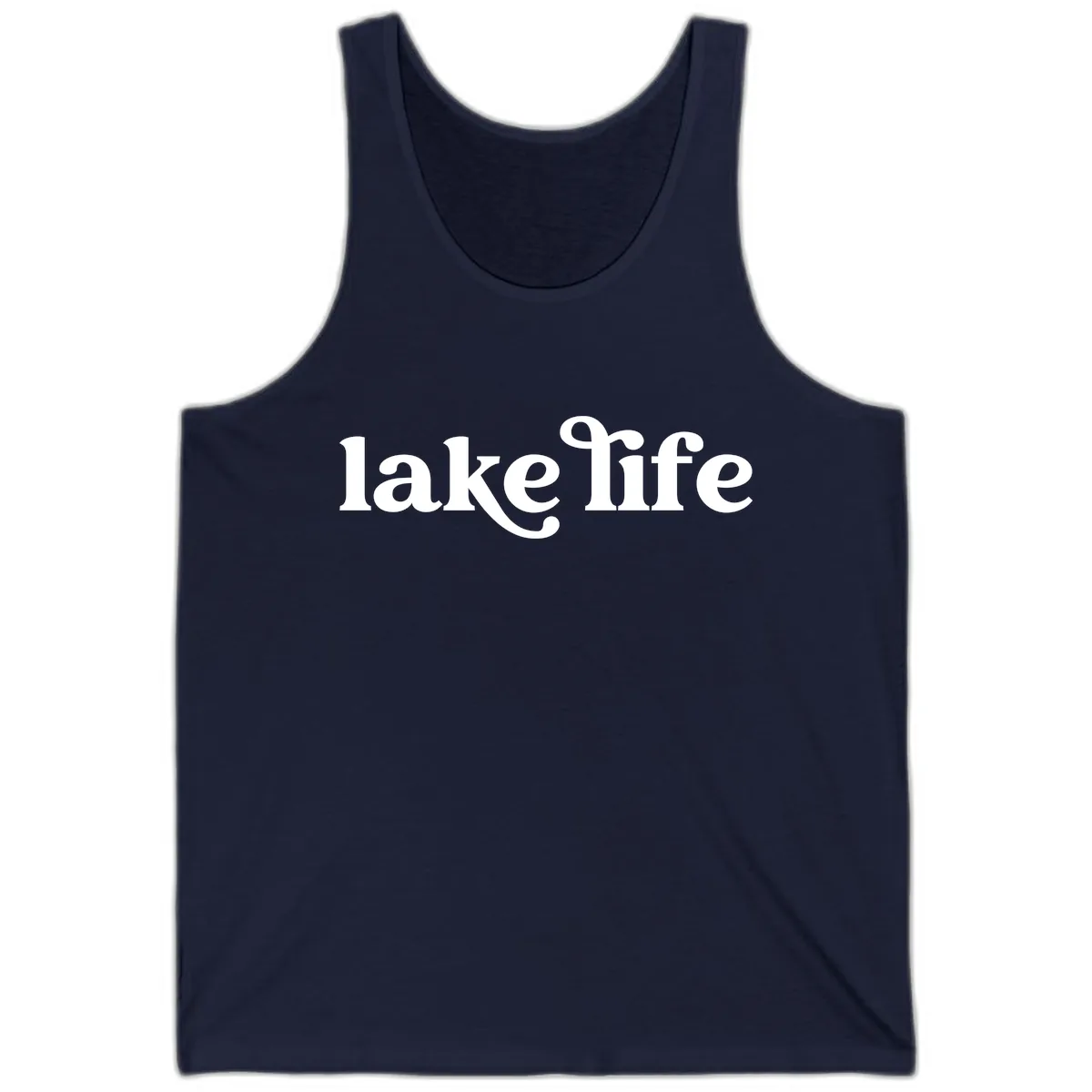 Lake Life Typography Design Tank in Navy