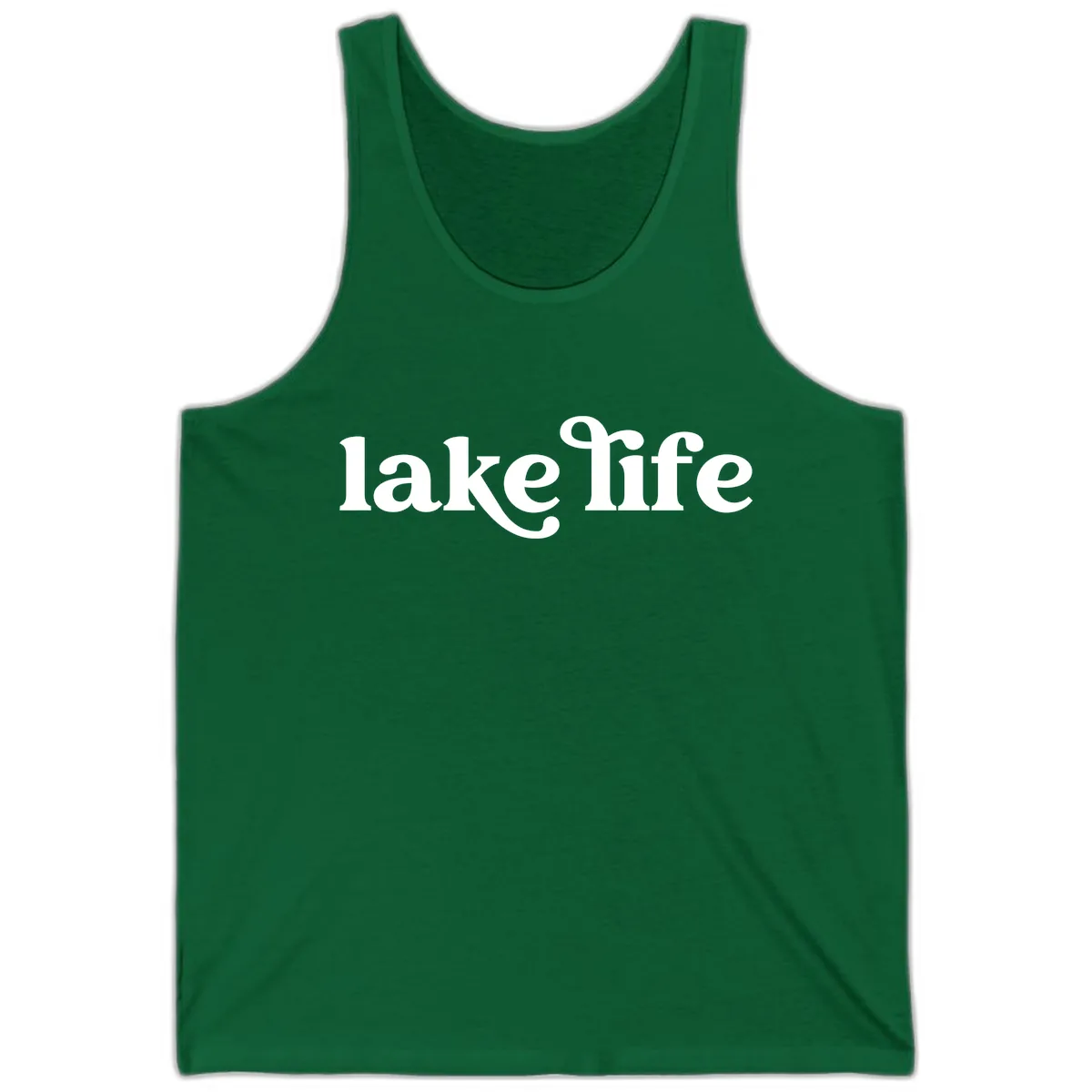 Lake Life Typography Design Tank in Kelly