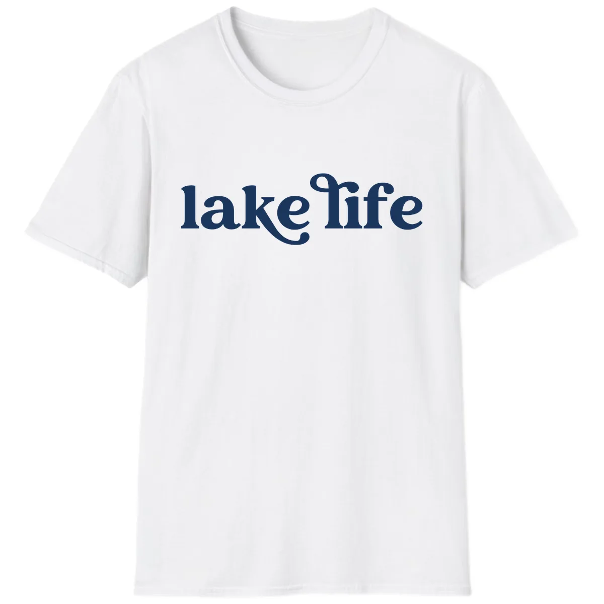 Lake Life Typography Design T-Shirt in White