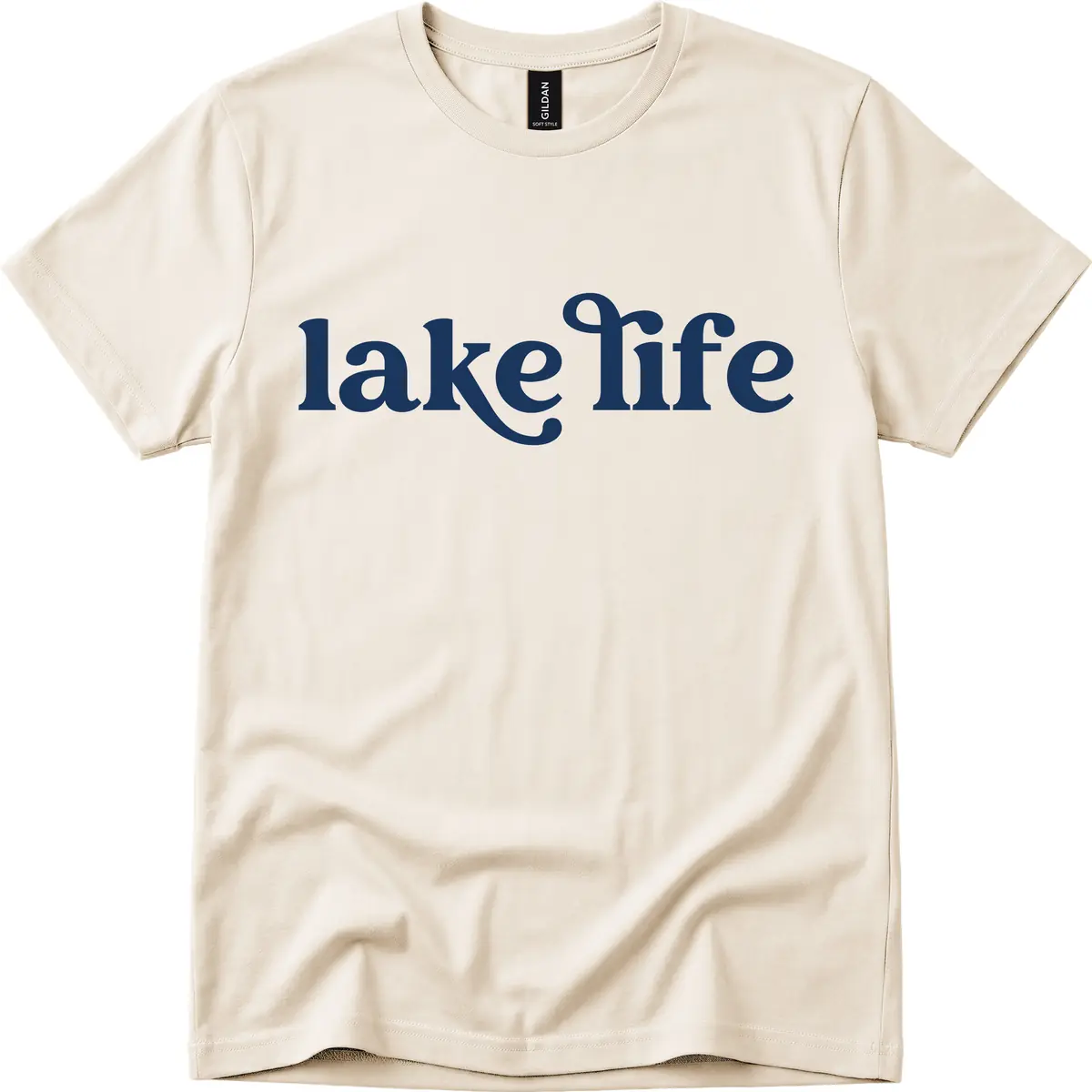 Lake Life Typography Design T-Shirt in Natural