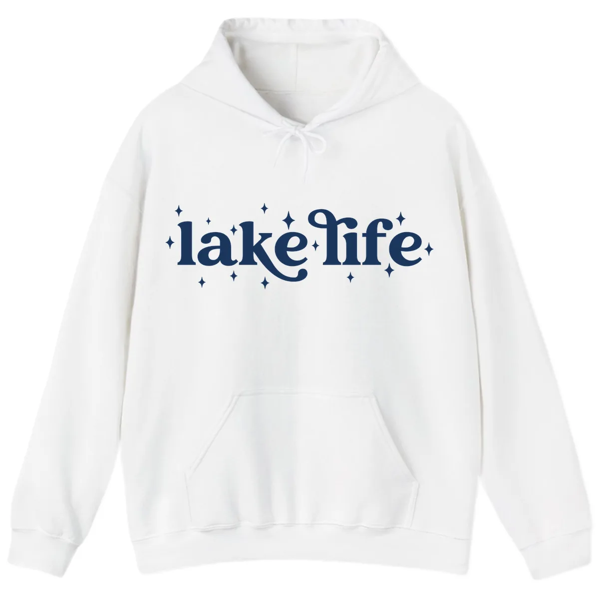 Lake Life Sparkle Design Hoodie in White