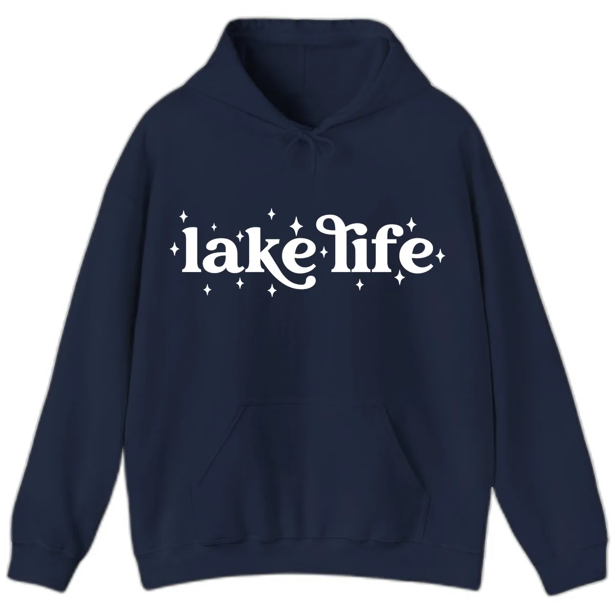 Lake Life Sparkle Design Hoodie in Navy