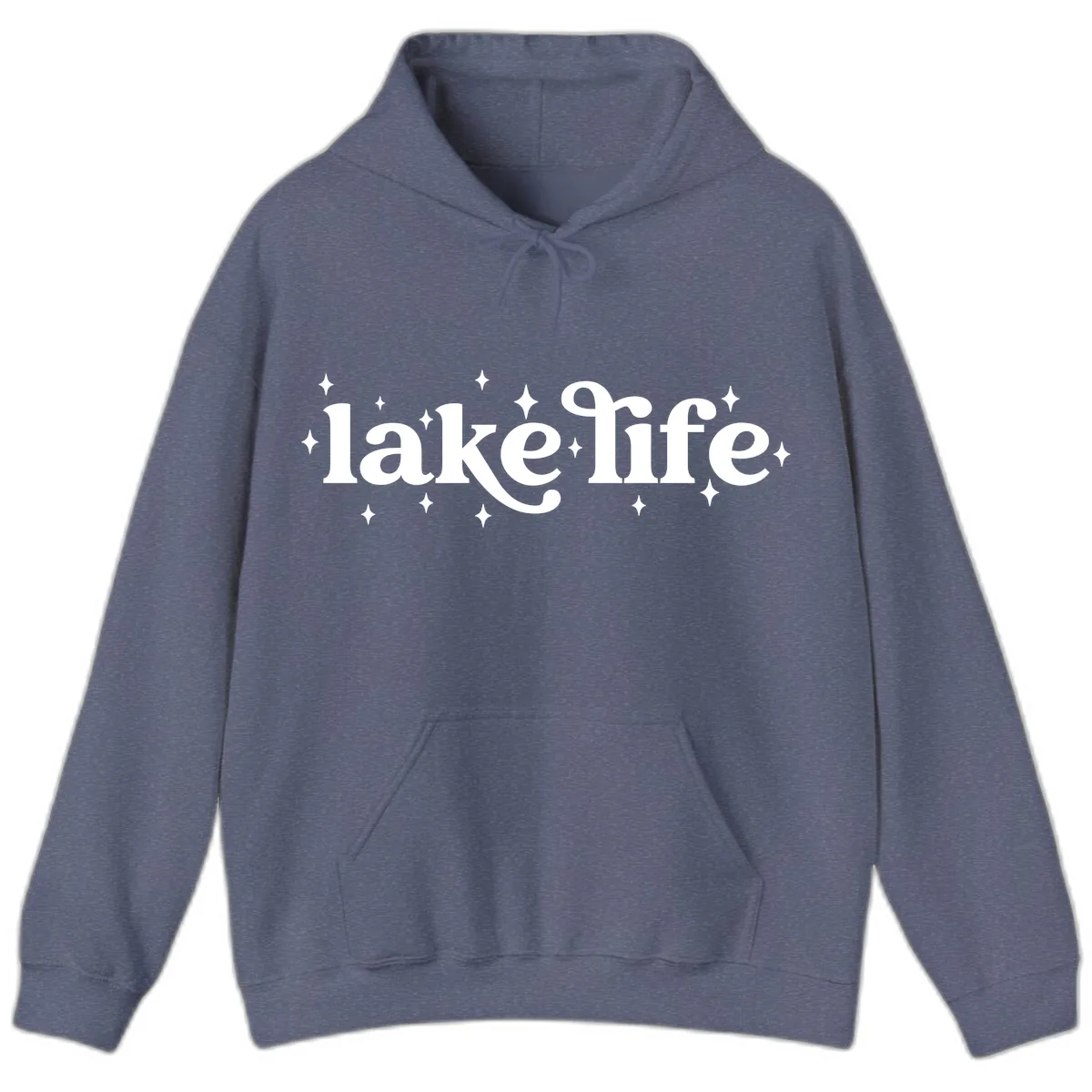 Lake Life Sparkle Design Hoodie in Heather Navy