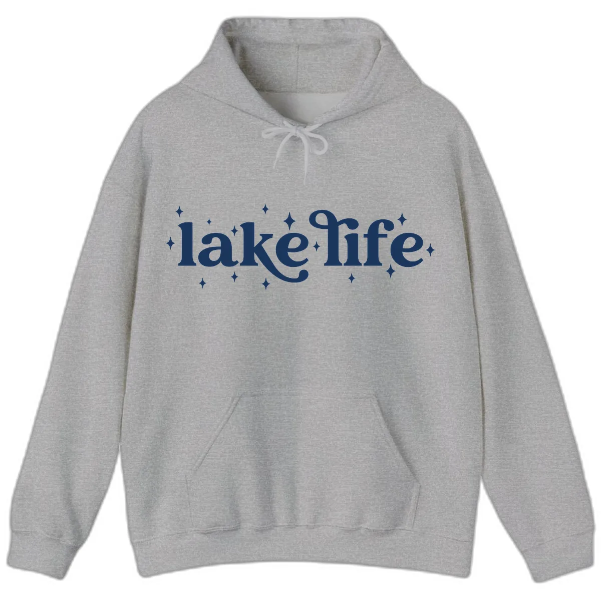 Lake Life Sparkle Design Hoodie in Sport Grey