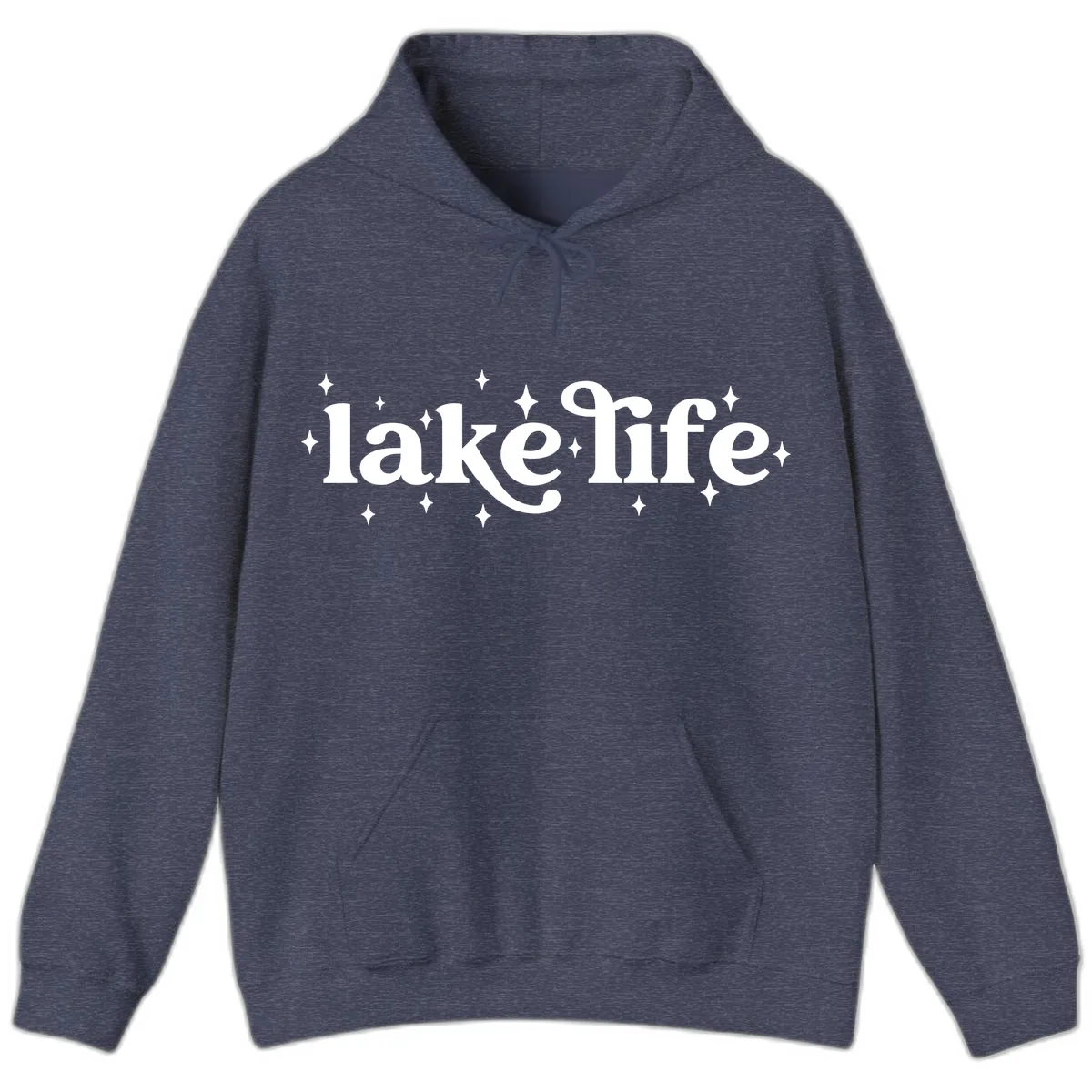 Lake Life Sparkle Design Hoodie in Heather Sport Dark Navy