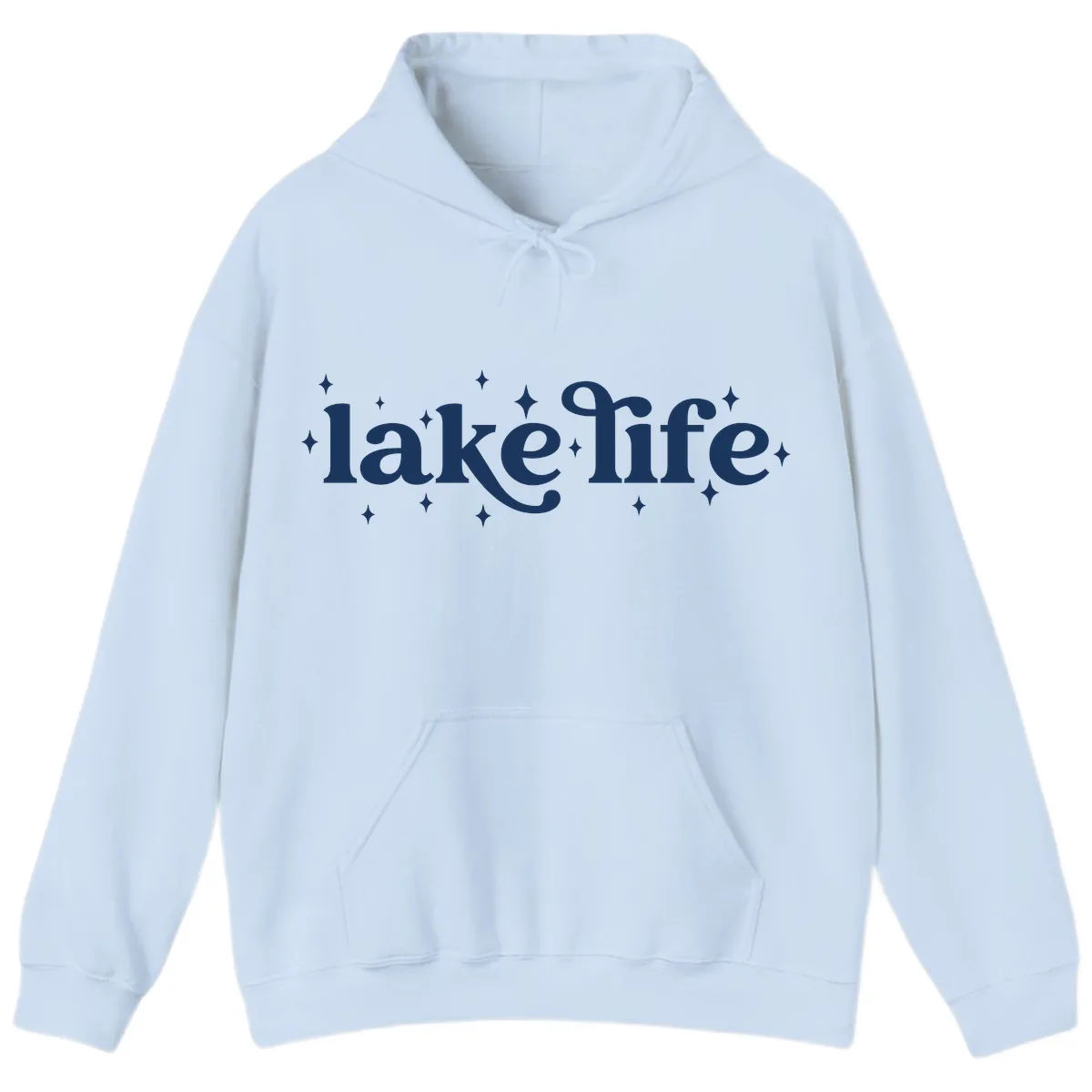 Lake Life Sparkle Design Hoodie in Light Blue