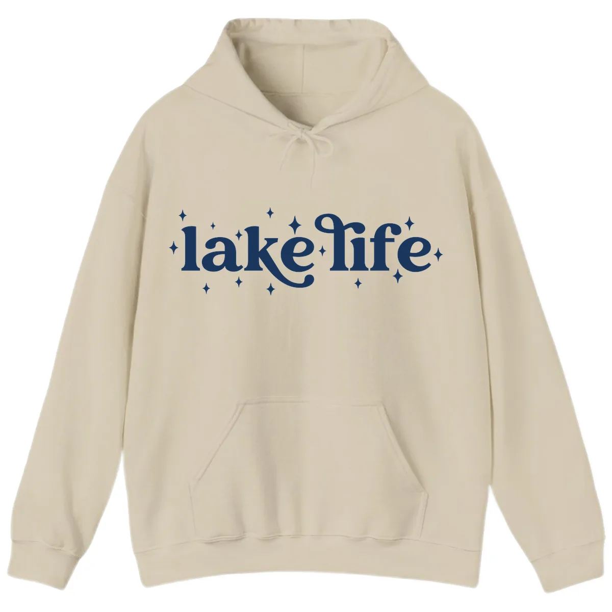 Lake Life Sparkle Design Hoodie in Sand