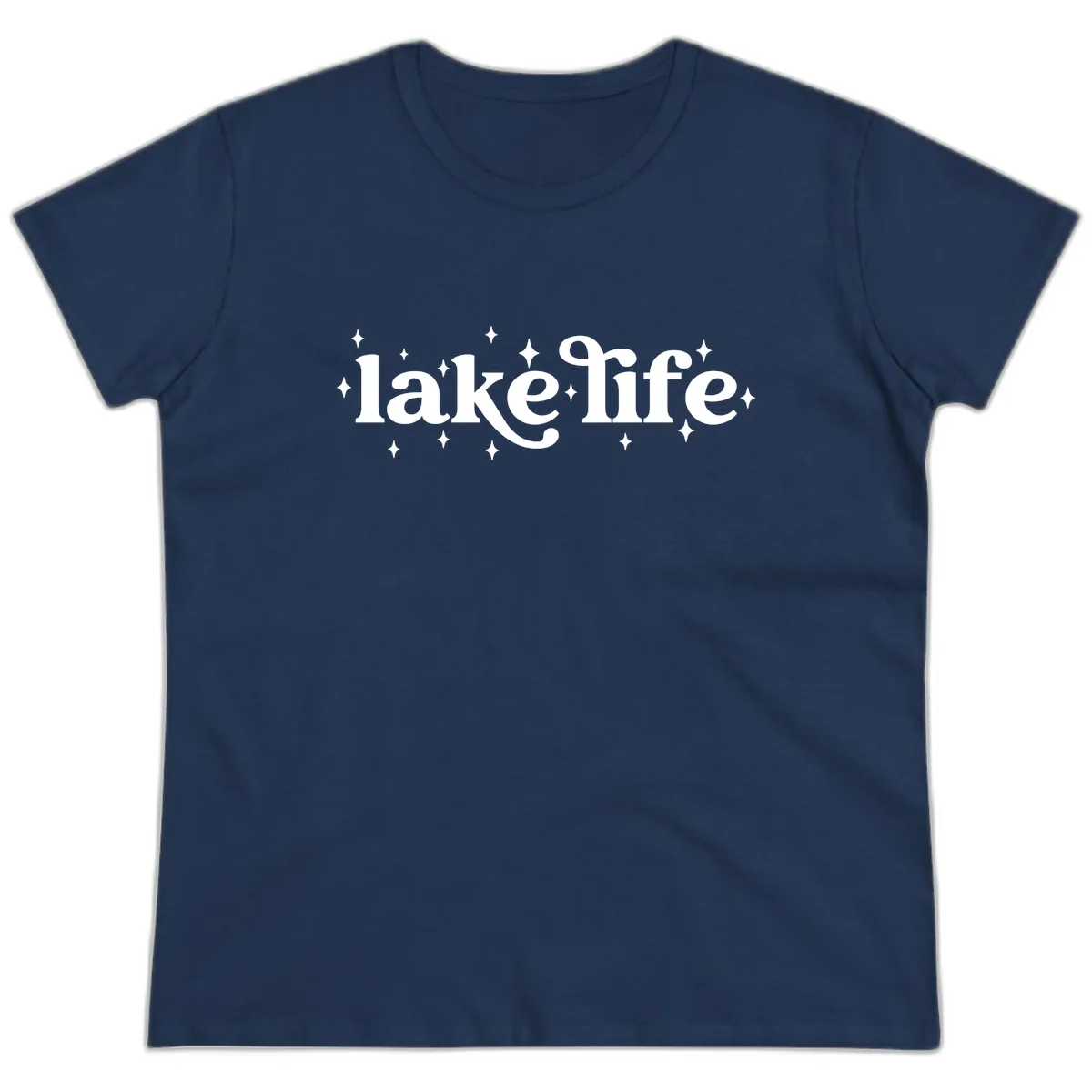 Lake Life Sparkle Design Ladies Tee in Navy