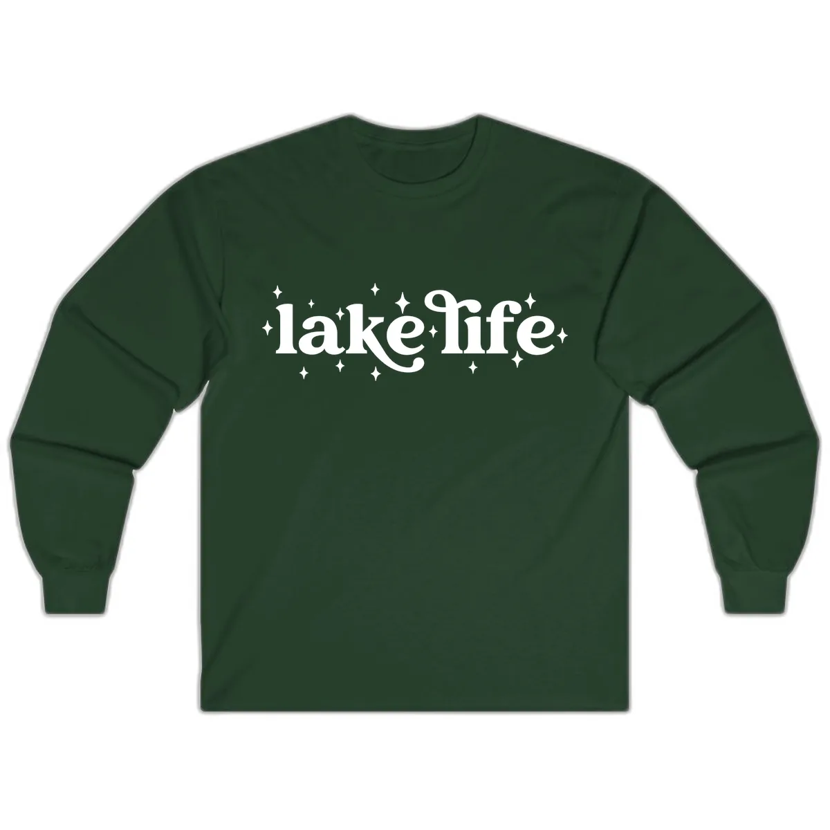 Lake Life Sparkle Design Long Sleeve in Forest Green