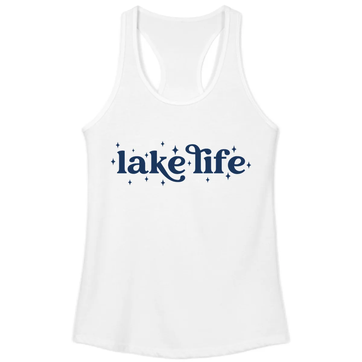 Lake Life Sparkle Design Ladies Tank in White