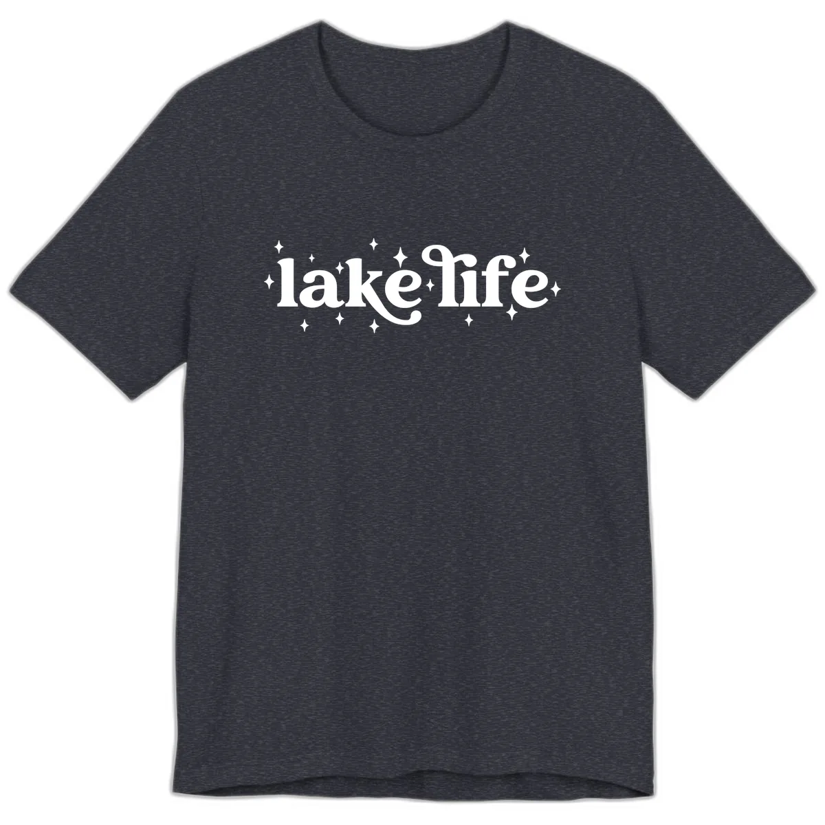 Lake Life Sparkle Design Premium T-Shirt in Heather Navy
