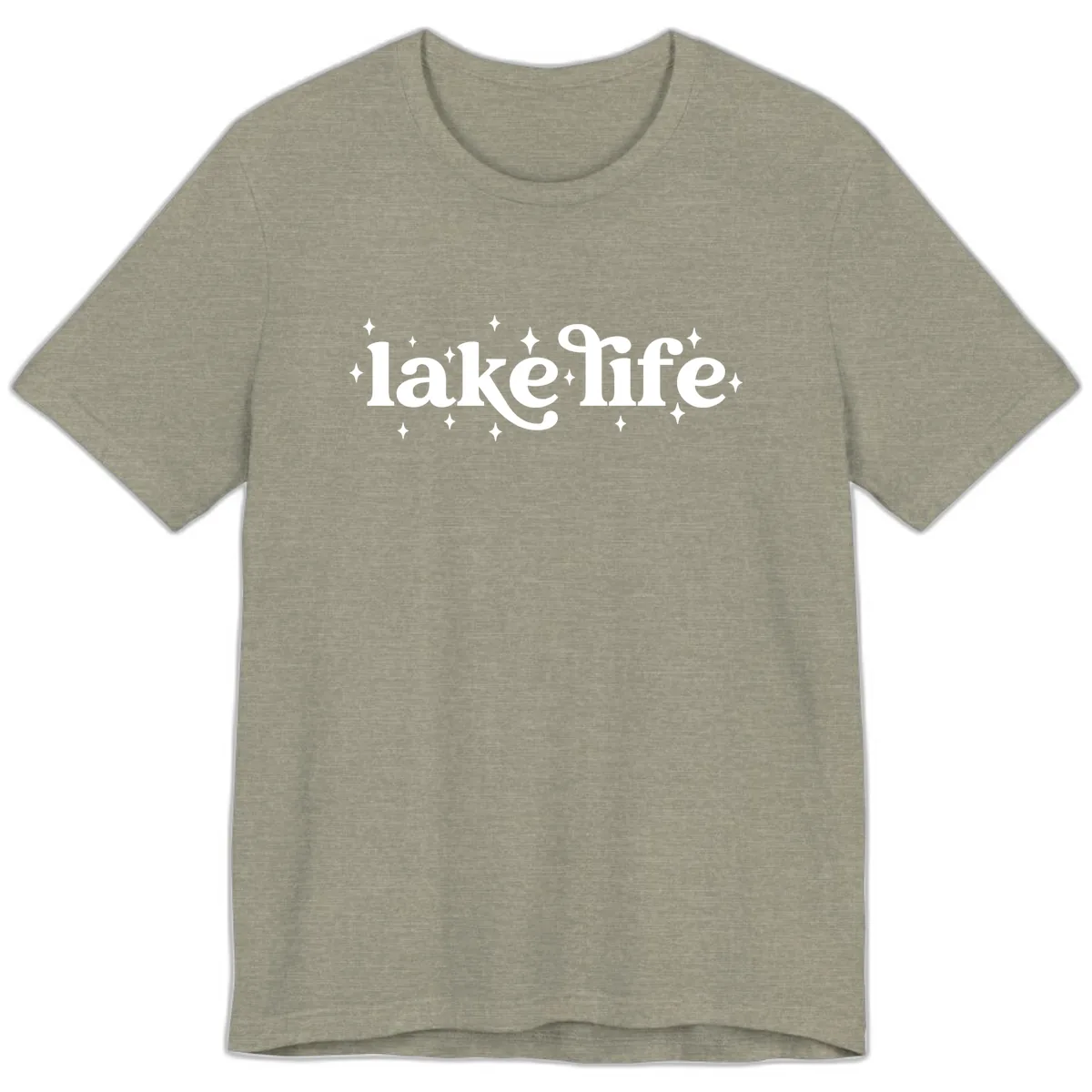 Lake Life Sparkle Design Premium T-Shirt in Heather Stone