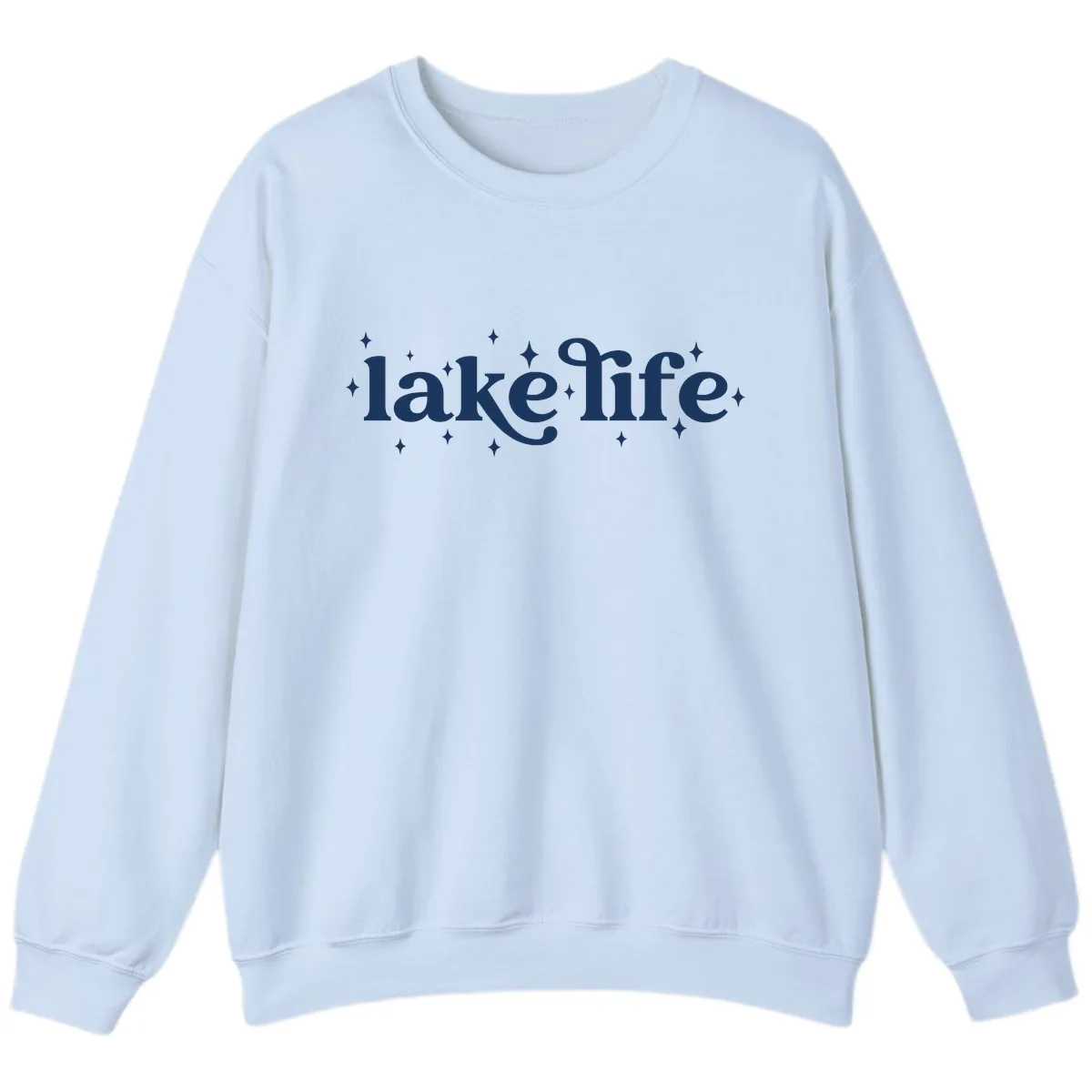 Lake Life Sparkle Design Sweatshirt in Light Blue