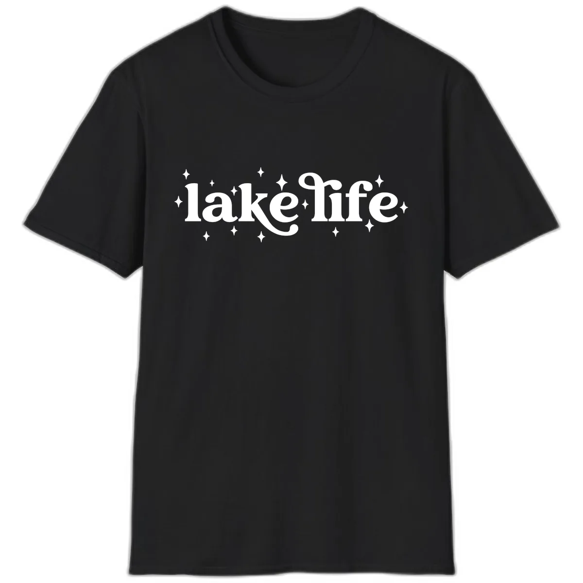Lake Life Sparkle Design T-Shirt in Black