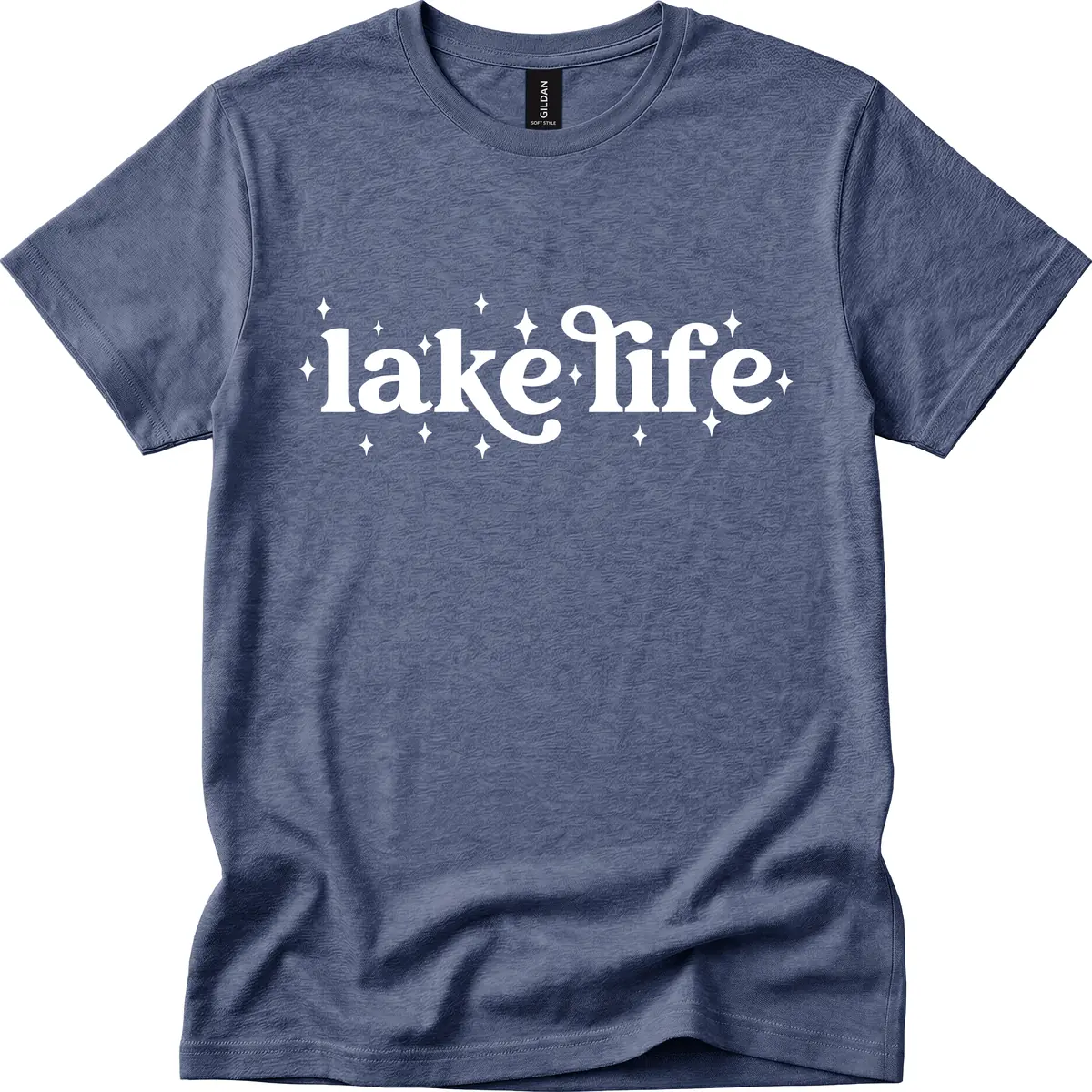 Lake Life Sparkle Design T-Shirt in Heather Navy