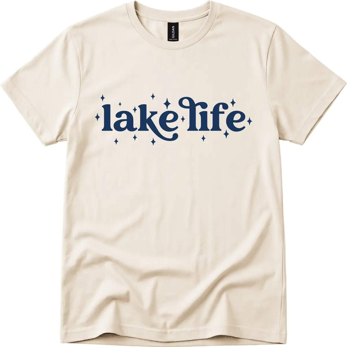 Lake Life Sparkle Design T-Shirt in Natural